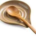 Cormomu Spoon Holder, Porcelain Cooking Spoon Rest for Stove Top, Large Utensil Rest for Spoons, Ladles, Tongs, Spatula or Kitchen Counter Farmhouse Cooking, Coffee Bar Accessories, 5 Inches (Brown)