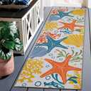 3' x 5' Washable Indoor Outdoor Runner Rug for Hallway, Kitchen, Stain Resistant, Easy Clean, Orange Coastal Runner Rug for Indoor/Outdoor Patio, Deck, Porch, Kitchen, Hallway, Laundry Room