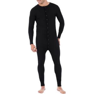 Fruit of The Loom Men's Premium Thermal Union Suit, Black, Medium