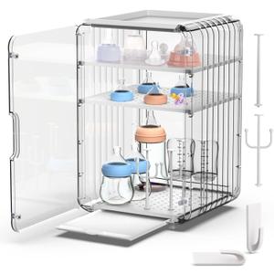 Palksky Baby Bottle Organizer for Storage,Baby Bottle Drying Rack for Countertop Organizer,Clear Space-Saving