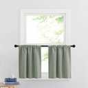 RYB HOME Blackout Curtains for Bedroom Living Room 72 inches Long, Thermal Insulated Privacy Rod Pocket Drapes for Nursery Office Home Theater, Width 42 by Length 72, Greyish Green, 2 Panels