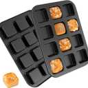 12 Cavity Square Muffin Tin Tray Non-Stick Mini Muffin Baking Pan Multipurpose Sturdy Square Tin Tray Corrosion-Resistant Mini Cheesecake Cake Mold for Oven Baking (Gray)