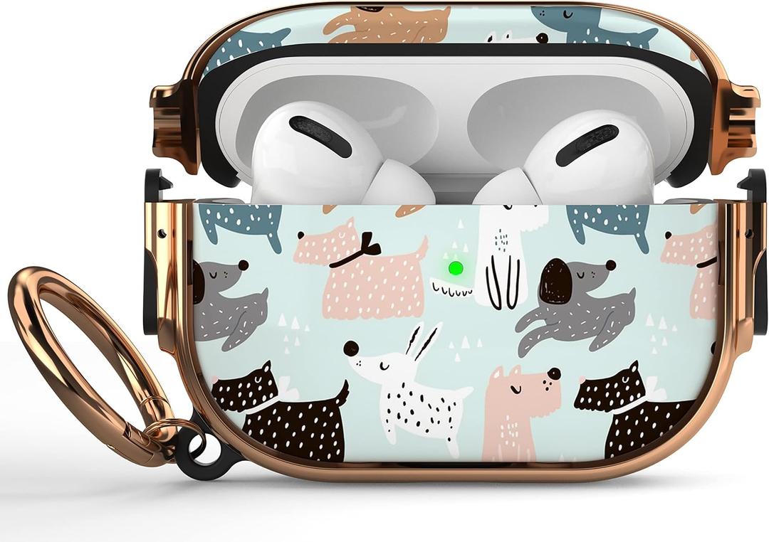 Maxjoy for AirPods Pro 2nd/1st Generation Case with Lock, Cute AirPods Pro 2 Case Lock Protective Hard AirPod Pro Cover for Women Men with Keychain for Airpod Pro (2023/2022/2019), Dog