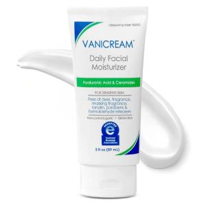 Vanicream Daily Facial Moisturizer With Ceramides and Hyaluronic Acid - Formulated Without Common Irritants for Those with Sensitive Skin, 3 fl oz (Pack of 1)