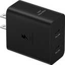 SAMSUNG 50W Duo Power Adapter Wall Charger, 2 Ports, Cable Included, Super Fast Charging 2.0 for Galaxy Phones, Tablets, USB Type C Devices, Low Standby Power Consumption, EP-T5020XBEGUS, Black