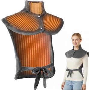 Electric Heating Pad for Neck and Shoulders Back Heating Pad with 9 Heat Levels Auto Timer Portable Heat Wrap for Neck Shoulder Back for Women/Men Relaxing Grey