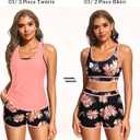 Daci Women 3 Piece Tankini Swimsuits - Tummy Control Bathing Suit Sport Bra Modest 2 Pockets Boyshorts 2026 Large, Orange Floral