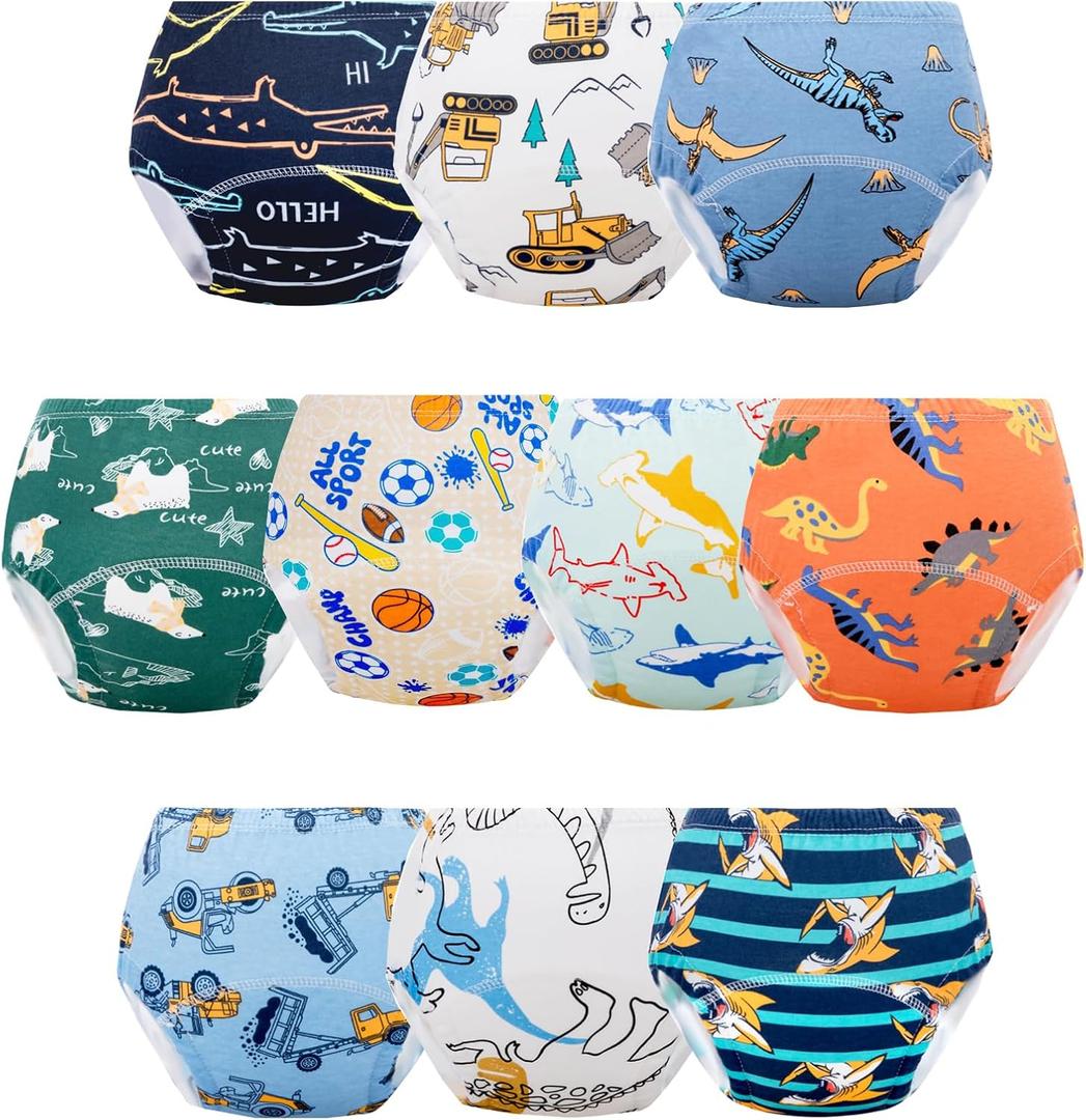 Baby Potty Training Underwear, Cotton Toddler Training Pants for Boys and Girls 2-3 T, 10 Pack, S, Red
