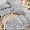 HYMOKEGE Light Grey Queen Comforter Set Seersucker 7 Pieces, All Season Luxury Bed in a Bag for Bedroom, Bedding Set with Comforters, Sheets, Pillowcases & Shams