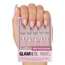 Glamnetic Press On Nails - Rock Candy | Trendy Short Almond Fake Nails with Metallic Chrome Pink French Tips | 15 Sizes - 30 Nail Kit with Glue