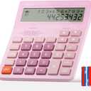Calculators Desktop, Desk Calculator with Large 2 Line Display, Talking Basic Calculator with big Button & Adjustable Volume, 4 Function Calculators for Business, Students,School Office Supplies(Pink)