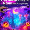 4 Pack Rechargeable Black Light Bar, 5000mAh Large Capacity Battery Powered Black Lights for Glow Party, Portable Blacklight Party Supplies for Uranium Glass, Fluorescent Poster, Bedroom, Halloween