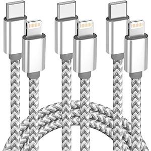 USB C to Lightning Cable 3Pack 6 FT Apple MFi Certified iPhone Fast Charger Type c to Lightning Cable Nylon Braided iPhone Cord for iPhone 13 12 11 Pro Max Xr Xs 8 7 6 Plus and More