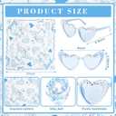 Bride Bandana and Blue Heart Sunglasses Set, Bride to Be Head Scarf Headband Something Blue Bachelorette Party Decorations Favors Accessories Bridal Shower Wedding Bridesmaid Gifts