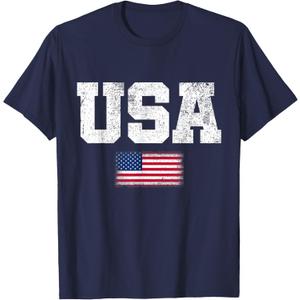 USA Men Women Patriotic American US Flag July 4th T-Shirt, 2XL