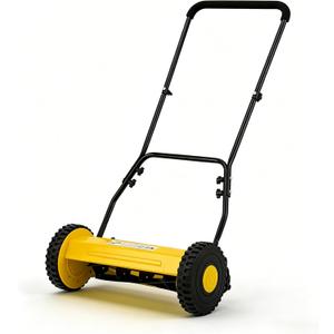 14-Inch Hand Push Reel Lawn Mower, 5-Blade Manual Push Lawnmower, 0.4-4 Adjustable Cutting Height, Lightweight for Small/Medium Yards, Easy Assembly, Compact & Quiet, Yellow