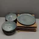 AmorArc Ceramic Dinnerware Sets,Handmade Reactive Glaze Stoneware Plates and Bowls Sets,Highly Chip and Crack Resistant | Dishwasher & Microwave Safe Dishes Set,Service for 6 (18pc) (Vintage Blue)