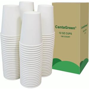 150 Count 12 OZ Heavy-duty Paper Coffee Cups, White Disposable Cup for Hot and Cold Beverage