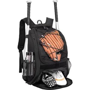 DAFISKY Baseball Bag Softball Backpack - Youth Adult T Ball Bat Equipment Bag with Bat Helmet Holders, Shoe Compartment