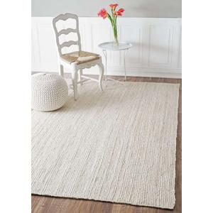 100% Jute Area Rug 4x6 Feet - Braided Design Hand Woven Off-White Natural Fibers Carpet - Home Decor for Living Room Hallways (4' x 6', Off-White)