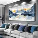 FUHAIHUA Canvas Wall Art For Living Room Framed Home Decorations For Bedroom Aesthetic Office Wall Decor Abstract Pictures Artwork Watercolor Ink Painting Contemporary 20x40 In