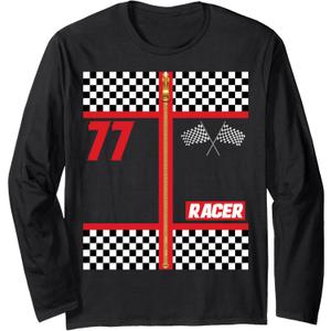 Cool And Cute Halloween Tshirt Race Car Driver Costume Long Sleeve T-Shirt (Small, Black)