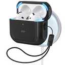 ESR for AirPods 4 Case, Compatible with AirPods 4th Generation Case (2024) (USB-C), Compatible with MagSafe, Drop Protection Cover with Lanyard, Magnetic Lid Lock, Orbit Hybrid Series, Black