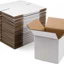 White Shipping Boxes 4x4x4 Inches Small Corrugated Cardboard Boxes, 25 Pack