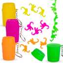 Gamie 12 Set Mini Monkey in a Barrel Keychains for Kids - Retro Fidget-Friendly Toys with 10 Monkeys in Each Barrel - Jungle Party Favors - Fun Piata Stuffers - Party Supplies for Children