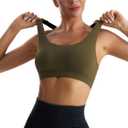 RUNNING GIRL Sports Bra for Women,High Impact Large Bust Padded Sports Bra Fitness Workout Running Yoga Tank Tops(WX2827 Oak Brown L) (Brown, L)