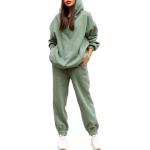 Linsery Women Hoodies Sweatsuit Long Sleeve Hooded Matching Joggers Sweatpants 2 Piece Tracksuit Sets (Small, Z-green)