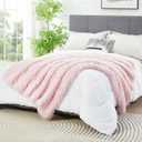 DREAMNINE Decorative Oversized 850GSM Plush Fluffy Feather Faux Fur Throw Blanket 60" x 71",Soft Long Shaggy Fuzzy Blankets, Double Sided Warm Elegant Furry Blanket for Valentine Gift, Twin Size, Pink