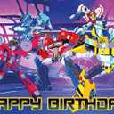 8.3 x 11.7 Inch Edible Square Cake Toppers  Robot Hero Adventure Themed Birthday Party Collection of Edible Cake Decorations