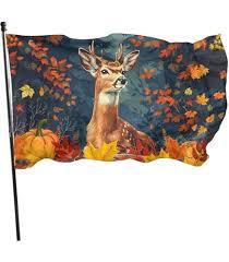Fall Deer Door Cover Banner Decoration Backdrop Porch Sign For Holiday Party Indoor Outdoor Decor  Size 35"x72"