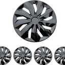 16 Inch Black Hubcaps Wheel Covers Replacement R16 Hub Caps Snap On Universal Wheel Rim Cover Exterior Accessories for Car Trunk SUV Set of 4