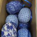 Gemscream 24 Pcs Easter Hanging Eggs Chinoiserie Blue and White Egg Tree Ornament Chinoiserie Decoration Farmhouse Easter Party Basket Filler Outdoor Home Decorations
