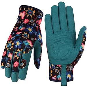 Bamllum Leather Gardening Gloves for Women - Working Gloves for Weeding, Digging, Planting, Raking and Pruning, One Size