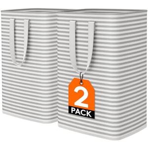 Lifewit 1 Pack Laundry Hamper Large Collapsible Laundry Baskets, Freestanding Waterproof Clothes Hamper with Easy Carry Handles in Laundry Room Bedroom Bathroom College Dorm for Adults, Grey, 1x 80L