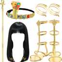 Unittype Cleopatra Costume Accessories Including Egyptian Headpiece Swirl Snake Bracelets Braided Wig Sandals for Women (10)