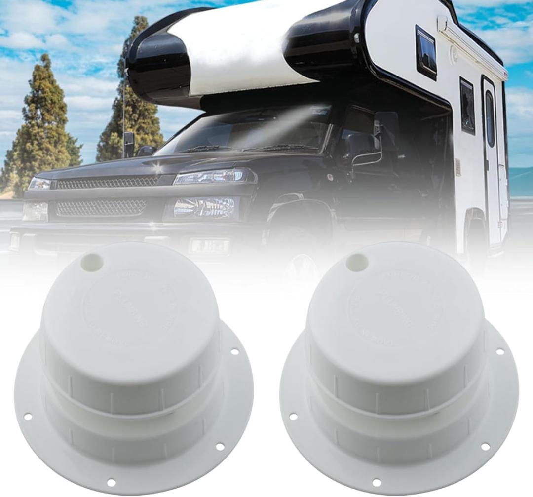 2Pcs Rv Plumbing Vent Cover Camper Vent Caps Plastic Roof Cover Fits for RV Trailer Camper Motorhome 1 to 2 3/8 Inch Pipe White