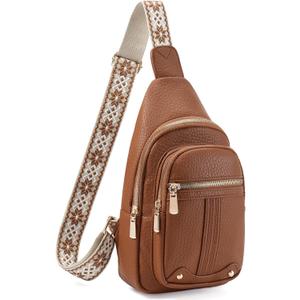 GAEKEAO Sling Bag for Women Crossbody Bags Fanny Pack Vegan Leather Chest Bag Travel Shoulder Belt Purse Backpack Gifts (9931-pure Brown)