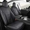 FREESOO Customized Seat Cover for Tesla Model Y 2020-2025 7 Seats, Leather Car Seat Cover Full Set Accessories, 3 Row Black