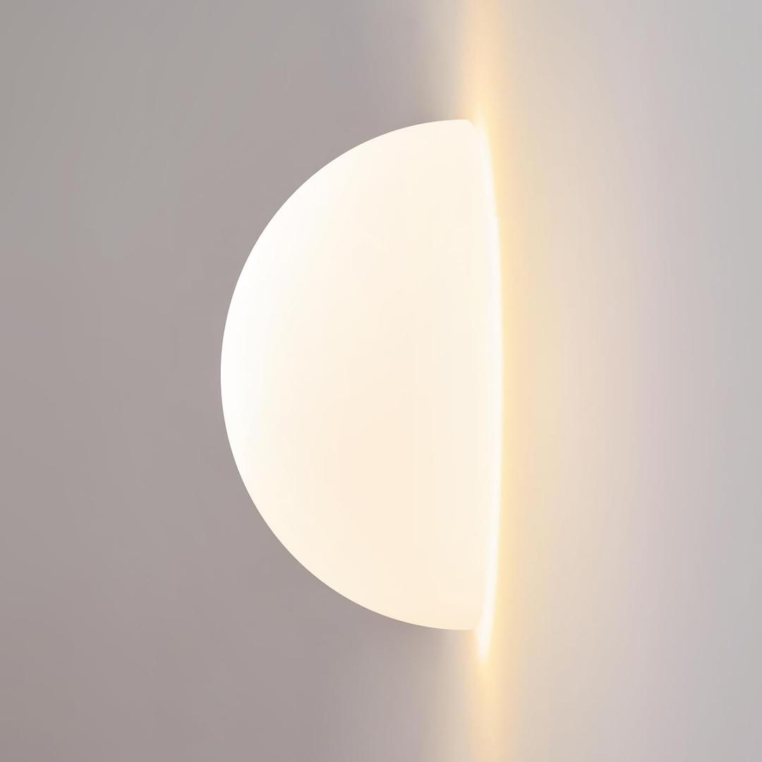 Globe Milk Glass Wall Sconce - Small 7 Inch Modern Round Lighting Fixtures, Mid Century Art Deco Indoor Ball Light, For Bedroom Bathroom Vanity Mirror Living Room Hallway Kitchen Bedside Mount Lamp (1 Pack)