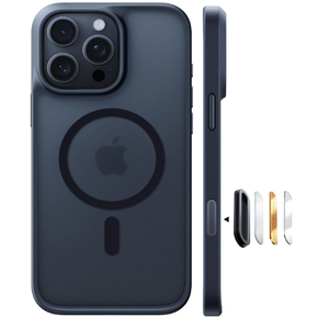 TORRAS for iPhone 16 Pro Case Translucent Matte Black | Compatible with MagSafe, Military Grade Drop Protection, Stronger Magnetic, Shockproof Airbag, Camera Control, Color Buttons, Slim AntiScratch