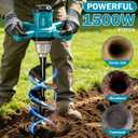 1500W Electric Post Hole Digger, Electric Post Hole,Heavy Duty Earth Auger with 6" Auger Drill Bit & 32.8FT Power Cord, Power Hole Digger Electric for Fence, Drilling, and Tree Planting.