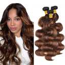 34 34 34 Inch P430 Human Hair Bundles Highlight Body Wave Bundle Brazilian Virgin Hair 3 Bundles Color 30 Body Wave Bundle Hair Weave