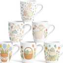 CHENGU 6 Pack Spring Easter Mugs Set 10oz Happy Easter Bunny Eggs Ceramic Coffee Mugs Spring Rabbit Drinking Cups Holiday Gifts for Home Parties Basket Stuffers Party Supplies