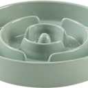 8.2inch Ceramic Slow Feeder Dog Bowl for Medium and Large Breed, Puzzle Dog Food Dish, Anti-Gulping, Pet Slow Feeder, Stop Bloat, Preventing Choking (Single Bowl-Light Green) (1 x Light Green - A)