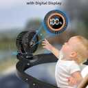TUNISE Mini Clip on Fan, Battery Operated Desk Fan, Digital display3 Speeds Adjustable, Bidirectional 360 Adjustable, Super Strong Wind, Portable Fan for Home Office Stroller Camping Black