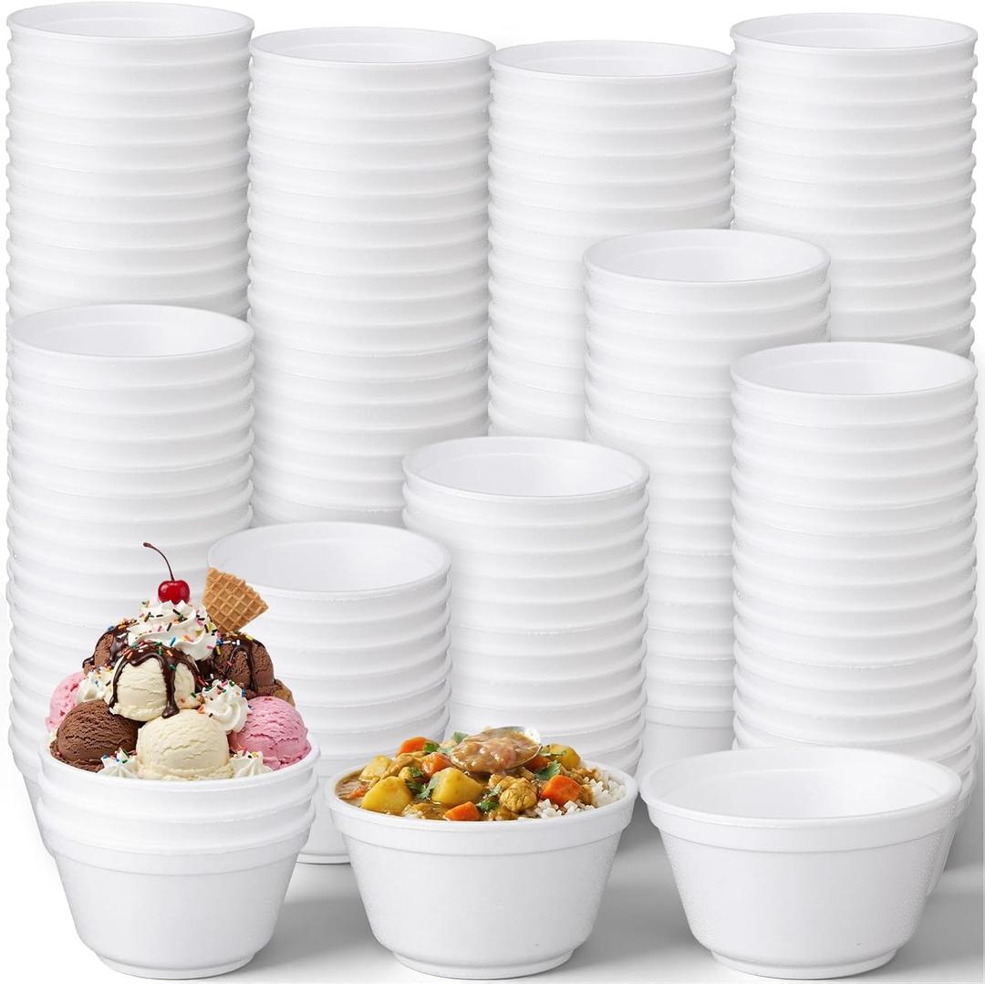 120 Pack Foam Bowls 8 Ounce Disposable Soup Container for Hot and Cold Foods Ice Cream, Yogurt, Soup, Takeout